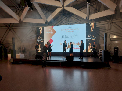 Rónai Kálmánné igazgató átveszi a szakmai díjat 