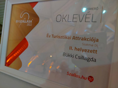 Bükki Csillagda - Az Év Turisztikai Attrakciója Szakmai Díj II. helyezett